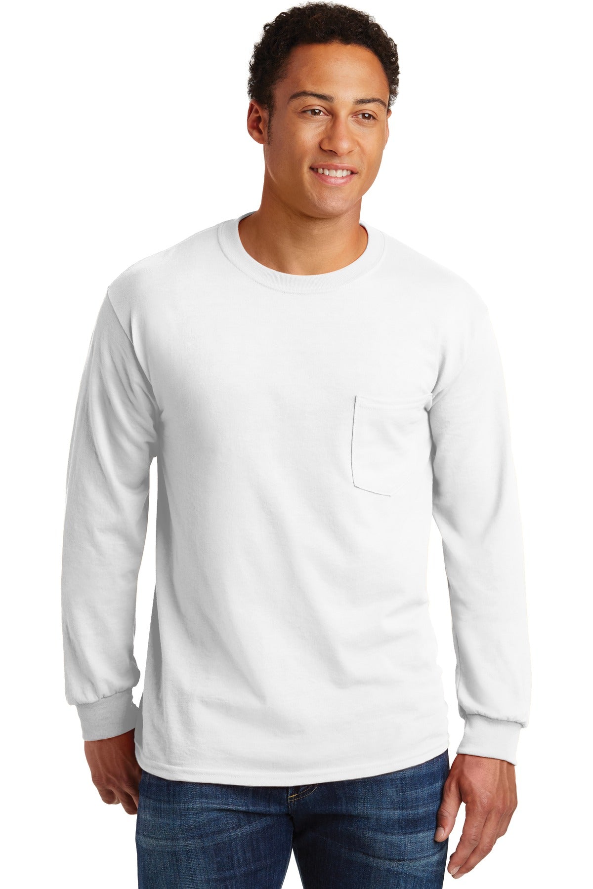 Gildan ® - Ultra Cotton ® 100% US Cotton Long Sleeve T-Shirt with Pocket. 2410