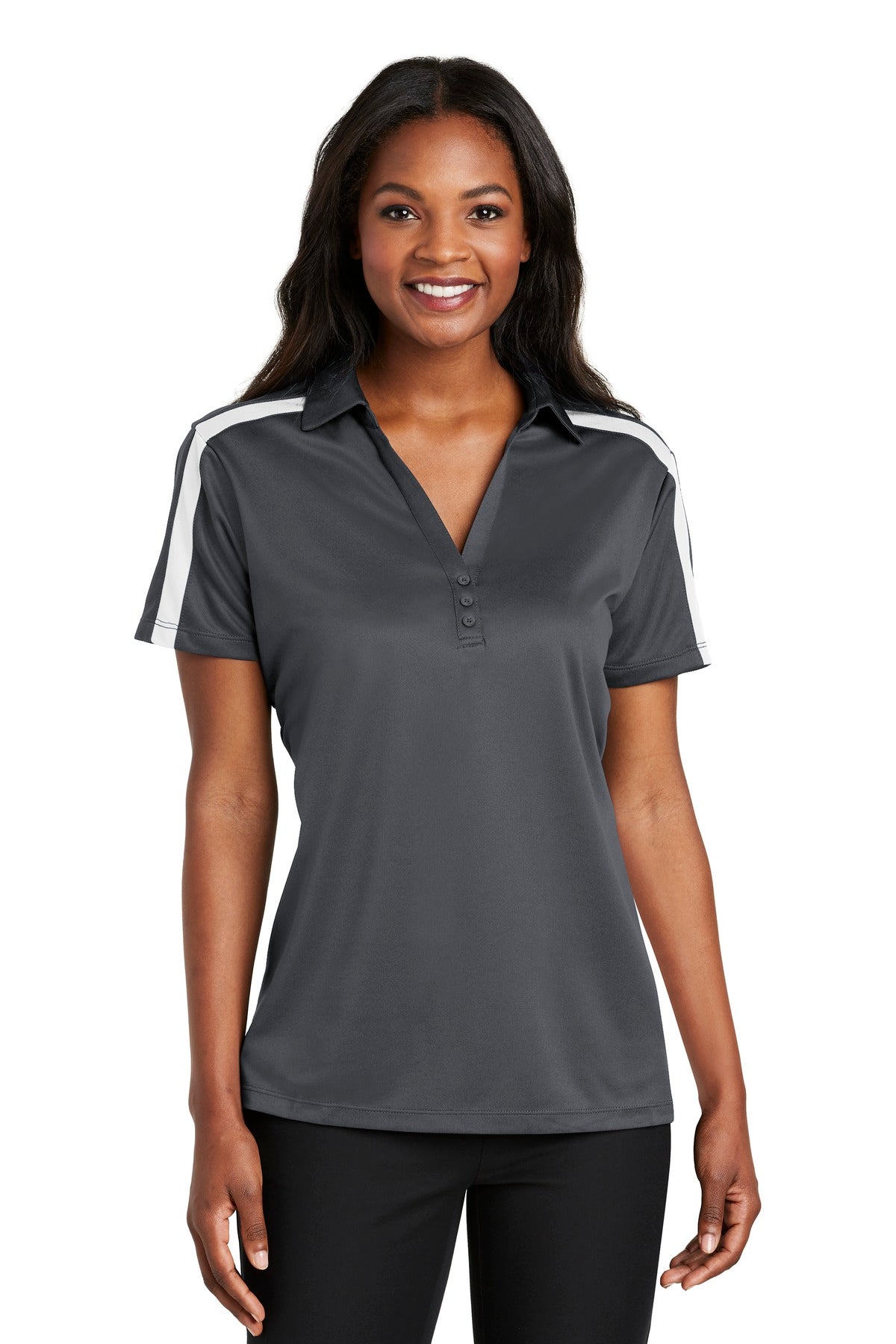 Port Authority ® Women's Silk Touch™ Performance Colorblock Stripe Polo. L547