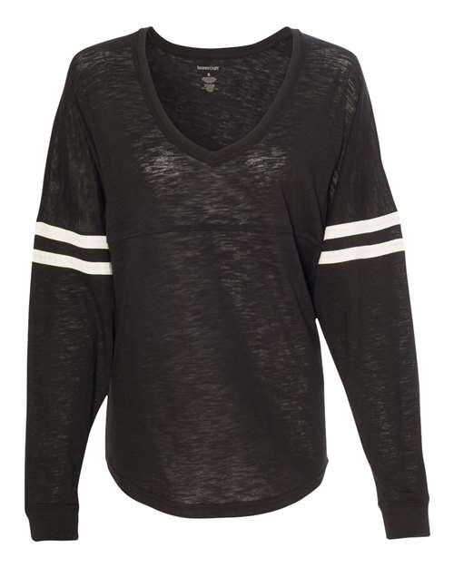 Women’s Slub Jersey Varsitee V-Neck Long Sleeve T-Shirt