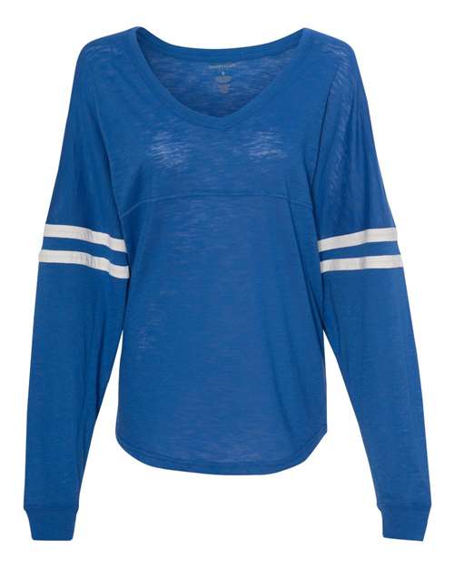 Women’s Slub Jersey Varsitee V-Neck Long Sleeve T-Shirt