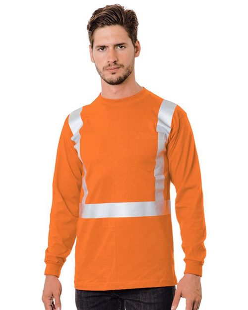 USA-Made 50/50 Hi-Visibility Long Sleeve Pocket T-Shirt