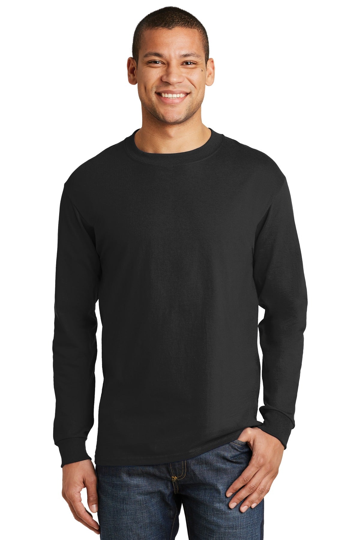 Hanes® Beefy-T® -  100% Cotton Long Sleeve T-Shirt.  5186