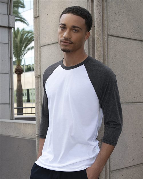 USA-Made 50/50 Poly/Cotton Raglan Three-Quarter Sleeve Tee