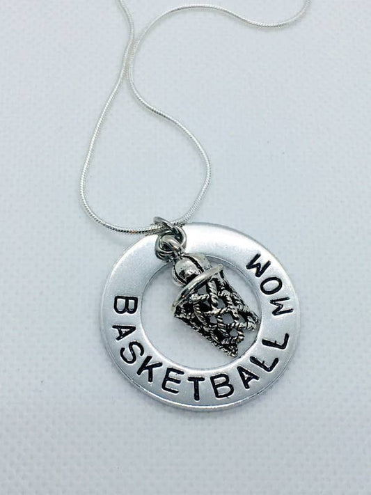 Hand Stamped Basketball Mom Necklace